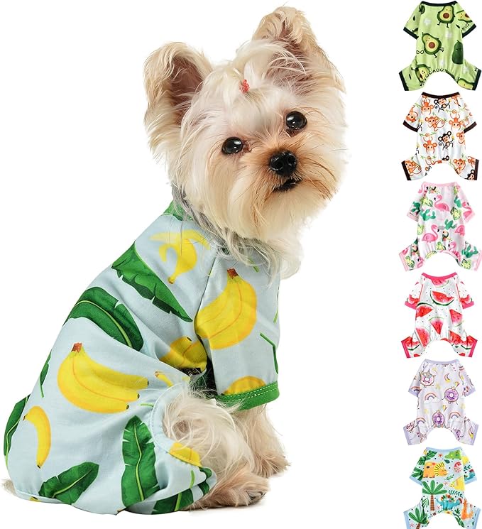 Dog Clothes for Small Dogs Boy Girl, Dog Pajamas Tiny Chihuahua Yorkie Spring Summer Shirt, Cute Puppy Outfit Pjs Jumpsuit Cat Onesie Apparel Pet Clothes