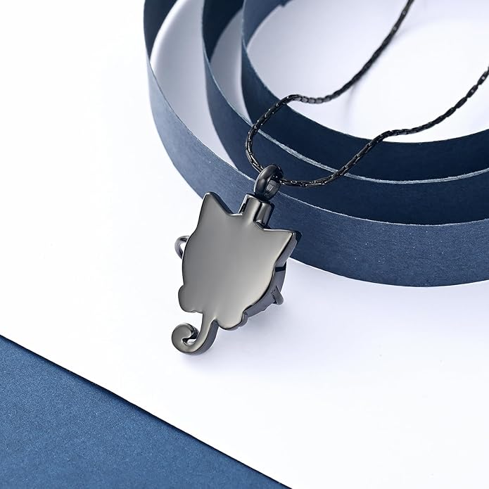 constantlife Cat Moon Urn Necklace for Women Pet Cremation Jewelry for Ashes Stainless Steel Pendant Funeral Keepsake Loved Ones Memorial Gift