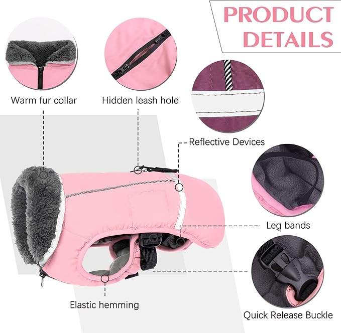 QBLEEV Warm Dog Coat Reflective Dog Jacket, Waterproof Dog Winter Coat Turtleneck Dog Clothes for Cold Weather, Thick Fleece Dog Snowsuit Christmas Dog Vest Pet Apparel for Small Medium Large Dogs 3XL