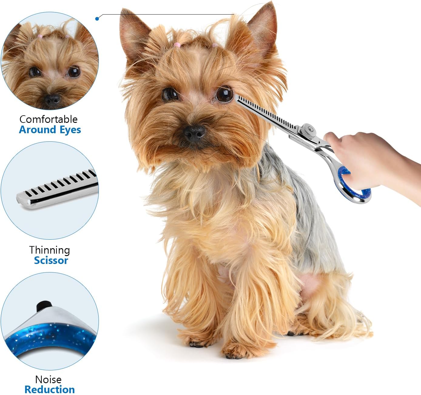 Professional 4.5-Inch Thinning Shears - Small Dog Grooming Scissors for Dogs' Faces and Eyes - Sharp & Durable - Ideal for Tight Spaces and Detailed Grooming - Pet and Cat Grooming Supplies