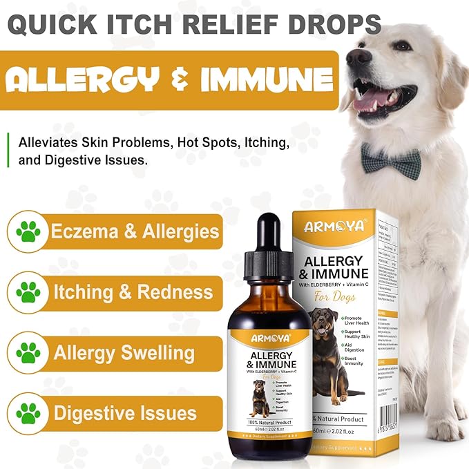 Allergy Relief Drops for Dogs - Allergy and Immune - Immune Support Supplement - Dog Supplement - Natural Pet Supplement for Dog Allergy Relief with Turmeric & Milk Thistle
