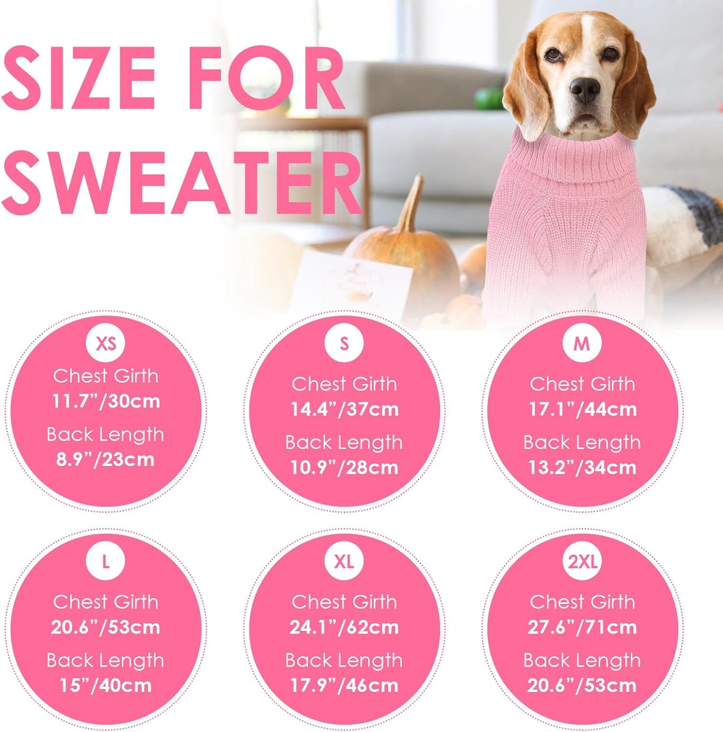 SUNFURA Dog Sweater Large Size Dog, XXL Pet Sweaters for Extra Large Dogs, Doggy Warm Turtleneck Christmas Sweatshirt Cold Weather Knit Pullover for Golden Retriever, Pink XXL