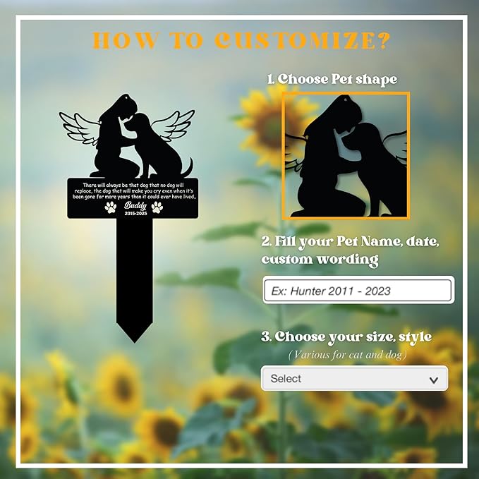 Custom Dog Grave Markers Outdoor | Personalized Pet Graveyard for Pets Owners | Best Memorial Gifts for Your Furry Friends Passed Away | Personalized Pet Grave Markers Dog Memorial Headstone