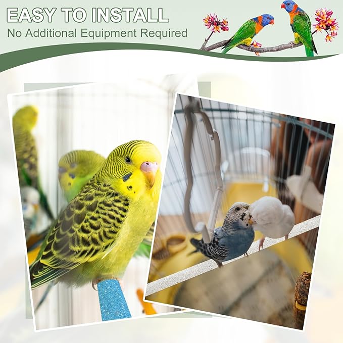 Bird Perch Stand, Wooden Parrot Perch Stand Toy, Paw Grinding Stick, Bird Cage Accessories, 6 x 3.15in (Green, 2 Pcs) Birds Toys Intended for Cage/Parakeets/Conure/Budgie