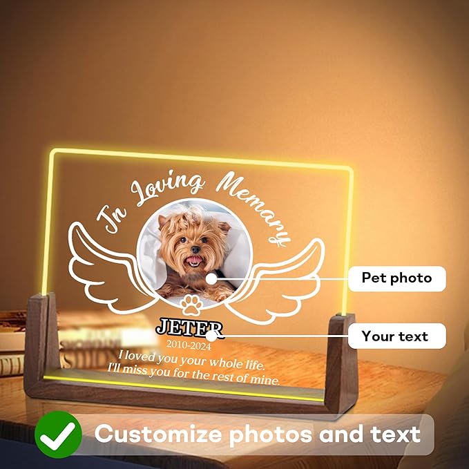 Customized Dog Memorial Gifts, Pet Memorial Acrylic Plaque, Dog Memorial Gifts for Loss of Dog, Custom Christmas Unique Gifts for Women Men, Memorial Picture Frame for Cats, Dog Bereavement Gifts