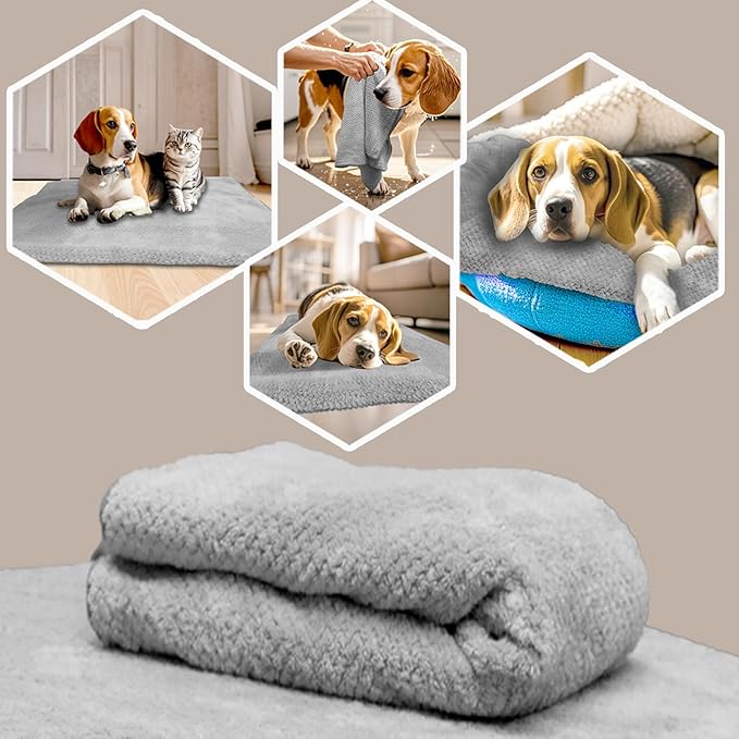 Extra Large Dog Towel - Microfiber Ultra-Absorbent & Fast-Drying for Large Dogs, Pet Bath, Grooming, Swimming - 40x24 Inch-Grey- 1-Pack