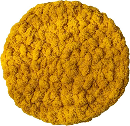 Cat Knitted Bed Mat, Extra-Soft Washable Warm Round Pads Cushions for Indoor Kittens, Cat Trees Towers, Perfect for Kneading and Sleeping (Yellow,Small)