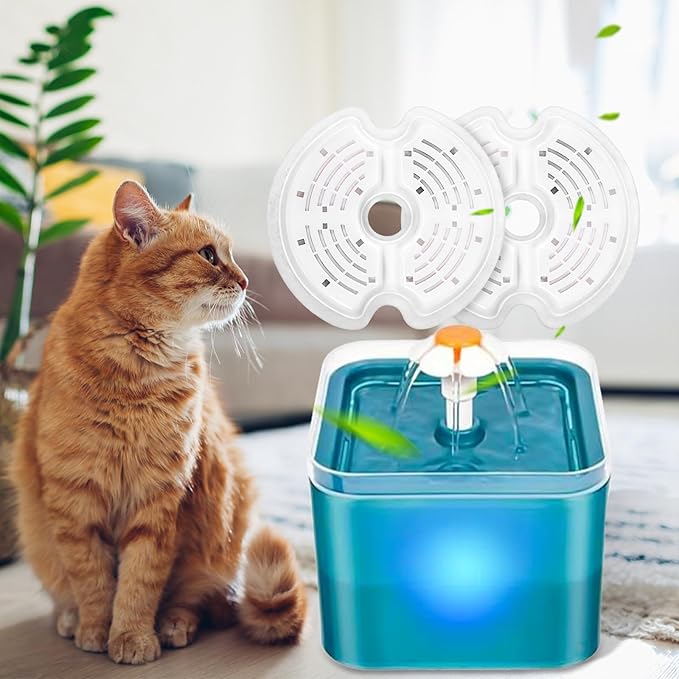 Cat Water Fountain Filters for 84oz/2.5L Stainless Steel Pet Fountain and 67oz/2.0L Plastic Cat Drinking Fountain, 8 Pack Pet Replacement Filters Set