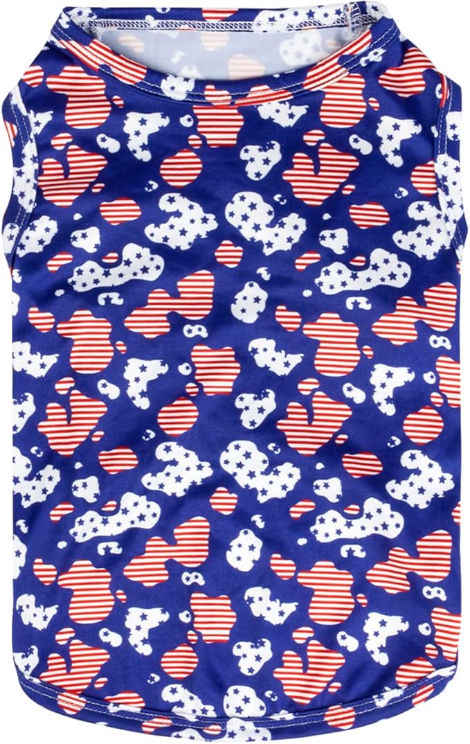 CuteBone 4th of July Dog Shirts 2-Pack Soft Pet Clothes Breathable Summer Vest for Small Puppy and Stretchy Cat Apparel 2BX13XL