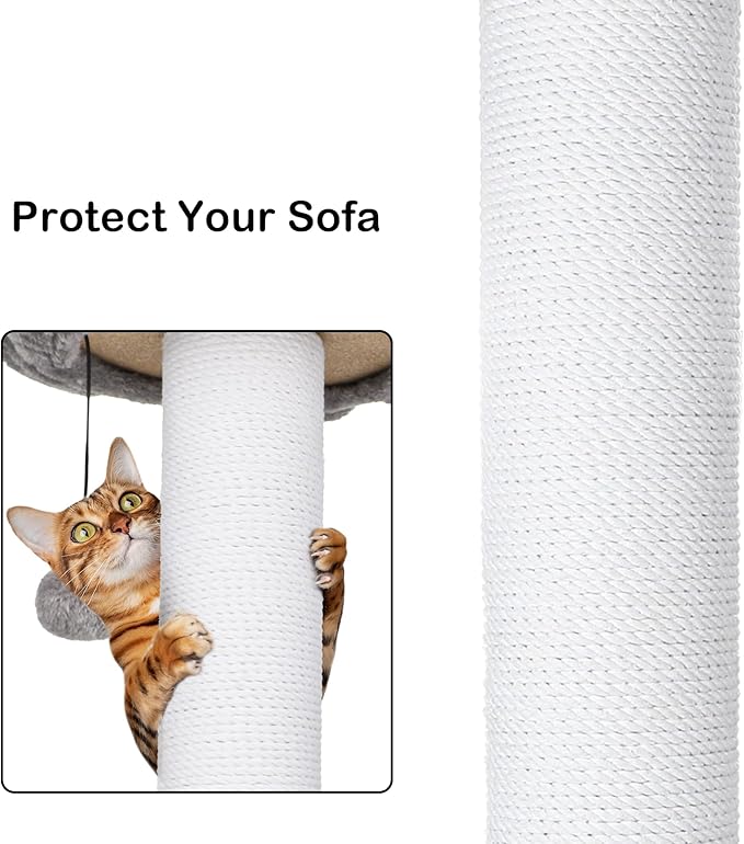 Cat Scratching Post 30 Inches Heavy Duty and Thicker Cat Scratching Post Sisal Rope with Hanging Ball and Flower Cat Perch for Indoor Cats and Adult(Grey)