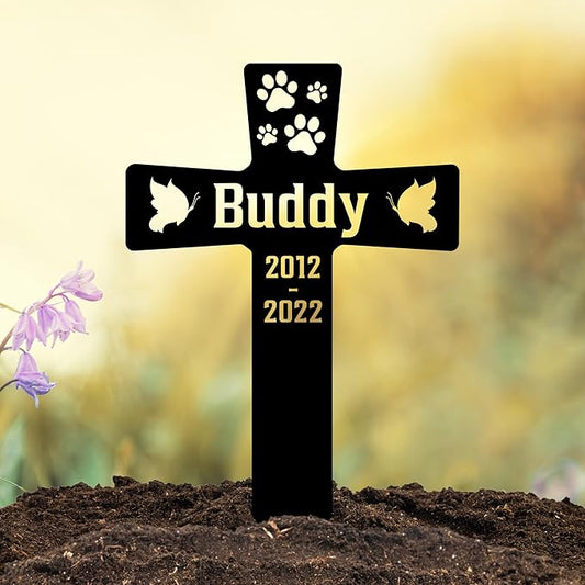 Custom Pet Memorial Grave Marker | Personalized Pet Grave Marker for Outdoor Garden & Cemetery | Engraved Tombstone with Name and Years | Dog or Cat Memorial Stone for Pet Loss Tribute