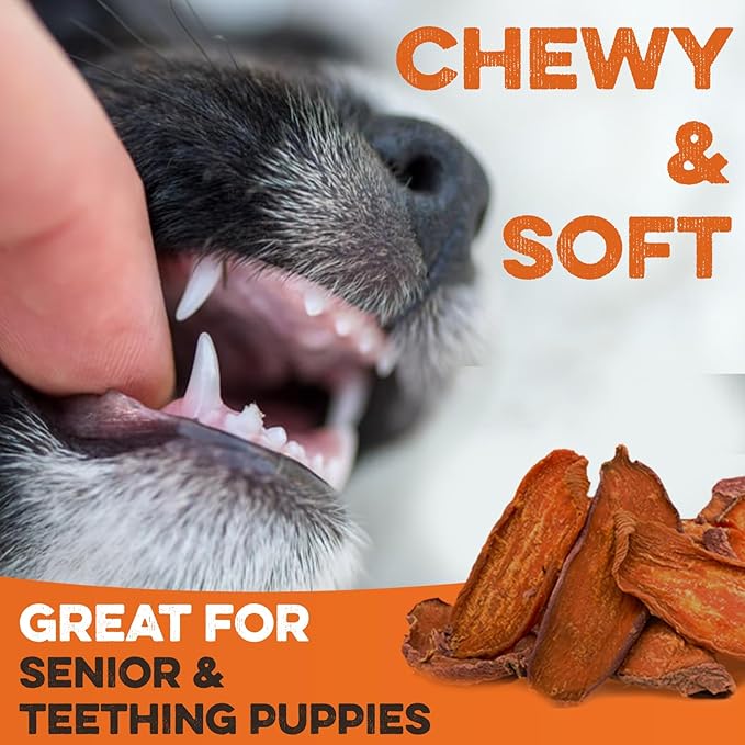 Sweet Potato Slices For Dogs - Soft & Chewy - Single Ingredient Dog Treats, Healthy 100% Natural Sweet Potato Dog Treats With No Added Preservatives - Softer & Great For Puppies Or Senior Dogs (8oz)