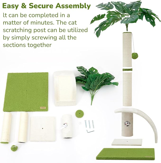 Cat Scratching Post, 35" Tall Cat Scratcher Kitten Scratch Post with Sisal Rope for Indoor Cats Claw Scratcher, Cat Tree with Dangling Ball for Kitties and Cats