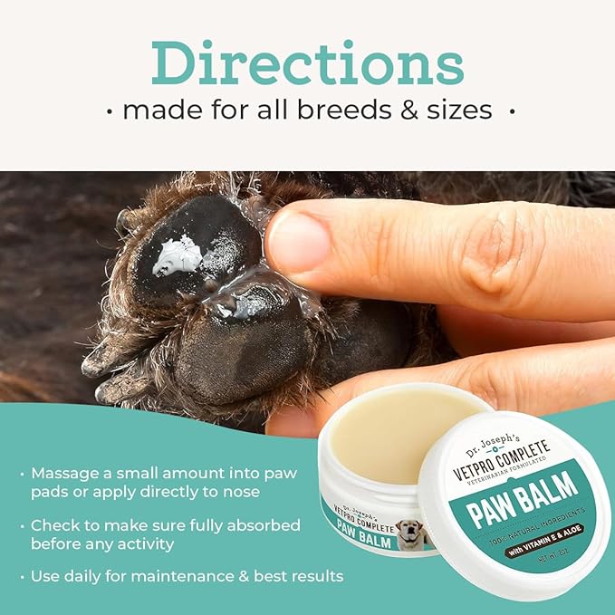 VetPro Complete Paw Balm for Dogs and Cats, 2 Ounces, Natural Protection & Paw Soother for Dry Pads & Noses, Vet Formulated Foot Cream, Vitamin E & Aloe, Protect & Repair