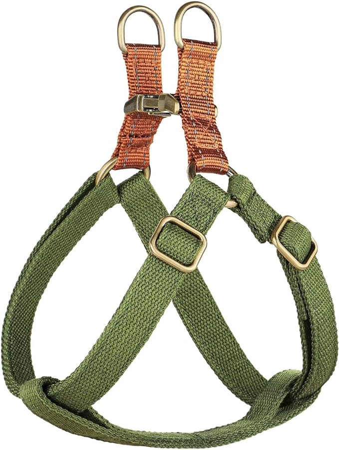 Didog Step in Dog Harness with Metal Buckles, Freedom Nylon Dog Halter Vests for Small Dogs Easy Walking Training(XS:Chest 9-12", Green)