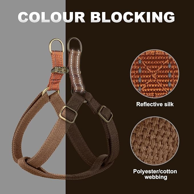 Didog Step in Dog Harness with Metal Buckles, Freedom Nylon Dog Halter Vests for Medium Dogs Easy Walking Training(M:Chest 19-28", Brown)