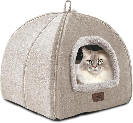 Cat Bed for Indoor Cats - Cat Cave Cat House Cats Tent with Removable Washable Cushioned Pillow, Soft and Self Kitten beds