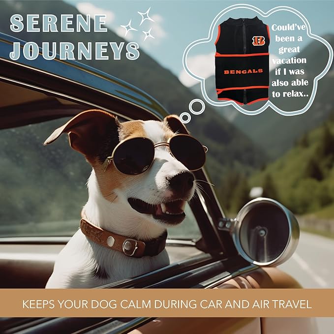 NFL Cincinnati Bengals Dog Anxiety Shirt Calming Soothing Solution Vest, for Dogs/Cats with Anxiety, Fears, Fireworks, Loud Noises, Dark, Lonely Keeps Dogs Calm Feeling Safe, Relaxing Jacket, Medium