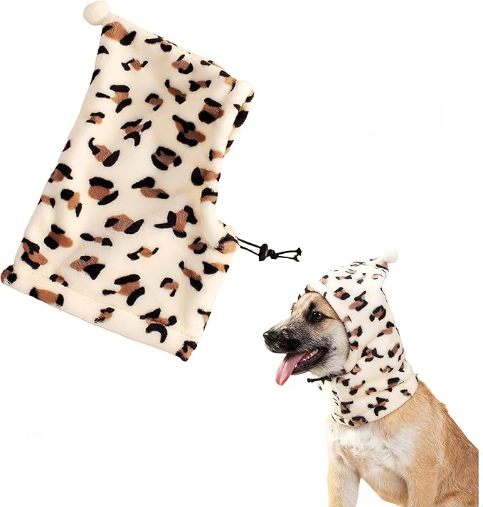 Dog Head Cover with Neck Warmer - Funny Adorable Puppy Hat, Warm Cozy Pet Headwear & Neck Gaiter, Windproof Dog Cap to Protect Head & Neck in Cold Weather(Large)