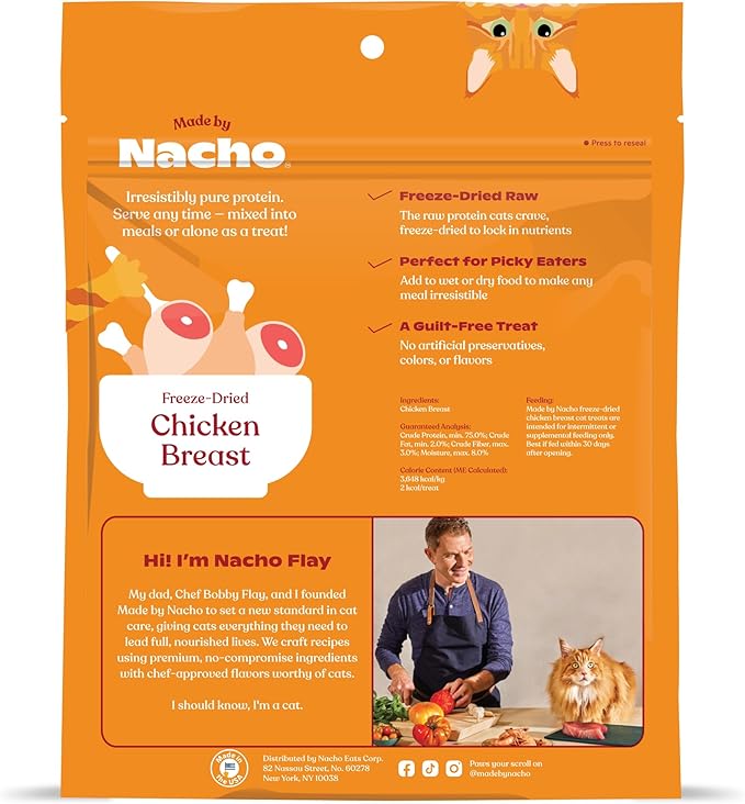 Made by Nacho Freeze-Dried Chicken Breast Meal Topper, Mixer or Treat 3.5oz | High Protein, Pure Chicken Ingredients | Premium Cage-Free Chicken Breast | Crunchy Texture