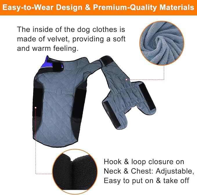 Warm Dog Winter Coat, Gimilife Dog Sweater Cold Weather Coats Waterproof Dogs Apparel Clothes Pet Jacket Padded Vest Outfit for Small Medium Large Dogs