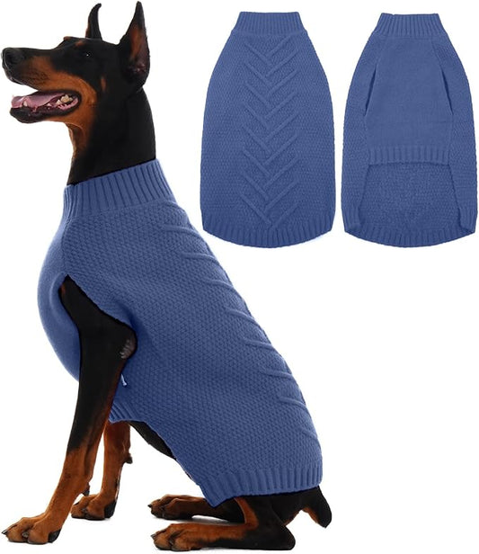 IECOii Dog Sweaters for Large Dogs,XXL Dog Sweater Warm Pullover Vest for Winter,Knitted Dog Sweater Large Size Dog Sweatshirt for Extra Large Dogs boy Girl,Golden Retriever,Pitbull,Blue-2XL