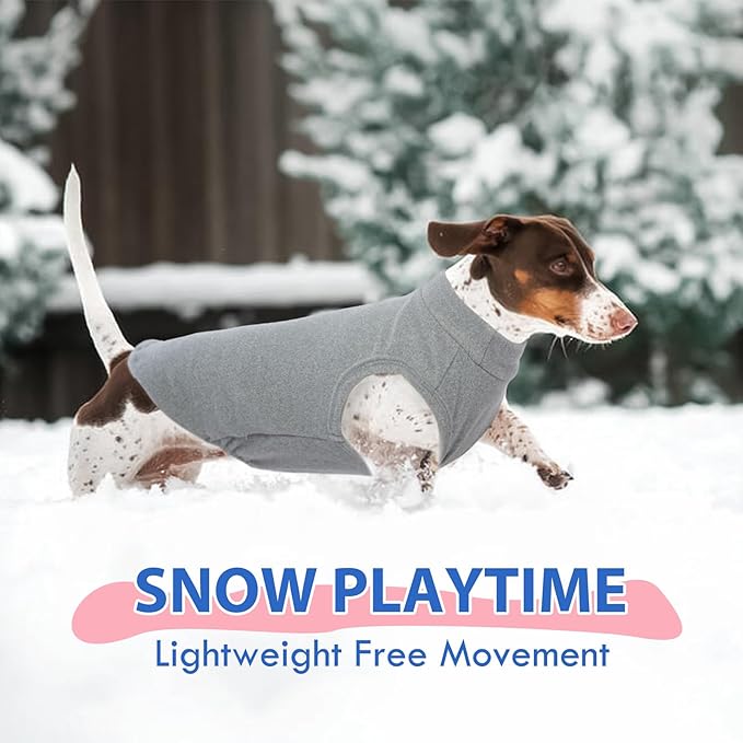 Dog Fleece Vest - Grey, M - Pullover Warm Sweater | Stretchable Sweatshirt Small Dogs Boy, Lightweight Winter Jacket Keep Warm, Mini Dachshund