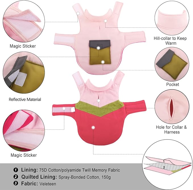 ASENKU Dog Jacket Plaid Reversible Reversible Dog Vest Waterproof Cold Winter Clothes Pet Apparel for Small Medium Large Dogs (S, Colorful)