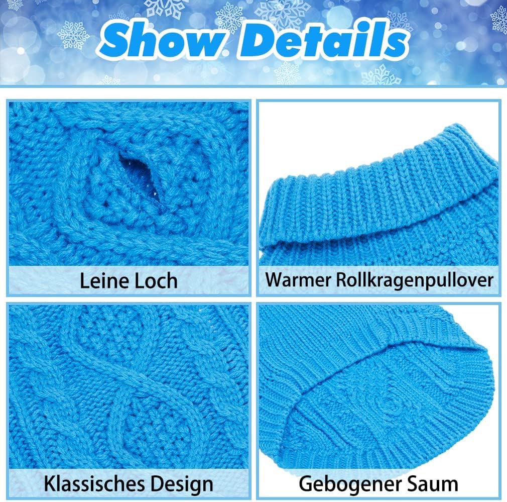 BINGPET Thermal Knitted Dog Sweater for Small Medium Large Dogs,Winter Dog Cat Coat Warm Sweartershirts Outfits,Classic Cable Knit Turtleneck Pullover Dog Jumper Coat Warm Sweartershirts