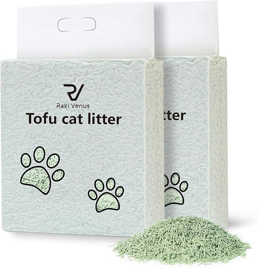 Tofu Cat Litter - Strong Clumping, Ultra Absorbent, Odor Control, Flushable, Low Tracking, Low Dust Tofu Litter Pellets 2 Packs/12LB (Green Tea)