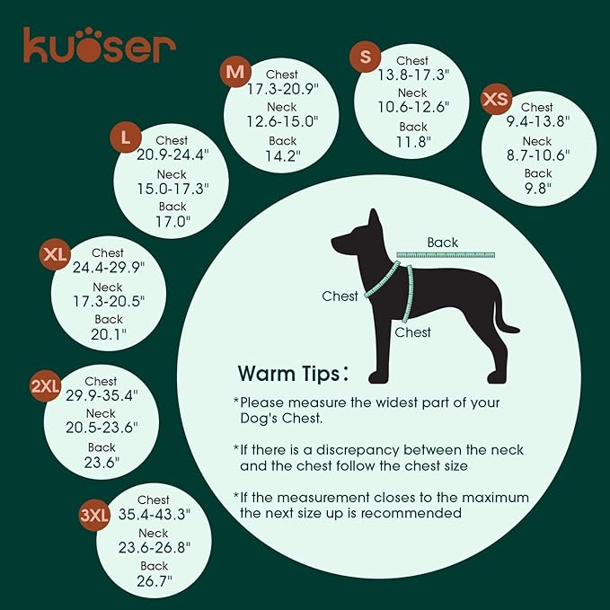Kuoser Dog Winter Coat, Reversible Waterproof Dog Jacket with Reflective Strip, Warm Dogs Fleece Vest Adjustable Doggy Cold Weather Clothes Plaid Christmas Outfit Pet Apparel for Medium Dogs, Blue M