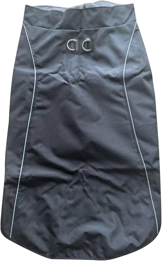 Outdoor Waterproof Dog Jacket for Extra Large Dogs,Doggie Coats with Harness Buitl in D-Ring Warm Fleece Dog Clothes for Cold Winter,Black 4XL