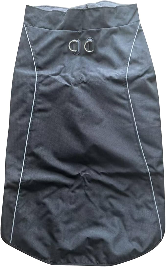 Outdoor Waterproof Dog Jacket for Large Dogs,Doggie Coats with Harness Buitl in D-Ring Warm Fleece Dog Clothes for Cold Winter,Black 3XL