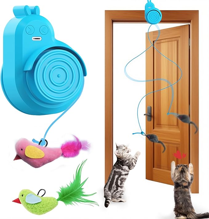 Interactive Cat Toys for Indoor Cats Automatic Electric Flying Bird Feather Cat Toy - Best Kitten & Adult Cat Enrichment Toy Stick-on Hanging Electric Kitty Toys for Bored Cats