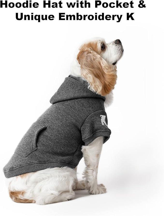 Koneseve Dog Hoodie Fleece Dog Clothes Warm Sweater with Hat for Medium Large Dogs Cat Hooded Shirt Kitten Pet Basic Sweatshirt with Pocket Doggie Soft Winter Coat Apparel (Grey; 4XL)