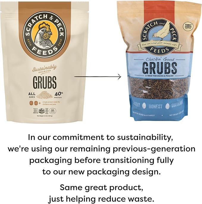 Scratch and Peck Grubs for Chickens and Ducks - 3.5 lbs Bag - Sustainably Sourced - Naturally High Protein, Calcium Dense - Dried Black Soldier Fly Larvae Bird Treats