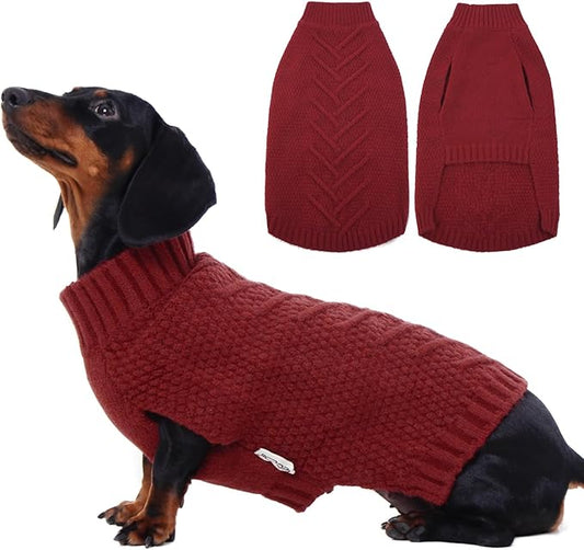 IECOii Dog Sweater - Warm Sleeveless Pullover for Large Dogs, Winter Coats for French Bulldog, DarkRed