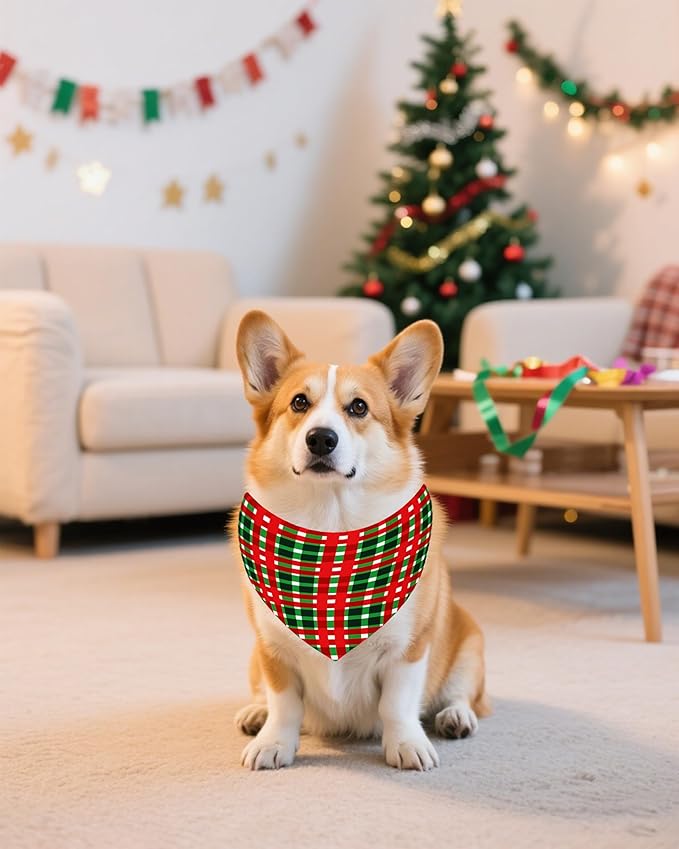 PET SHOW 100 Pack Christmas Dog Bandanas Bulk for Small Medium Dogs No Stitch Scarves Xmas Triangle Bibs Kerchief Set Pet Girl Boy Holiday Party Grooming Accessories, M