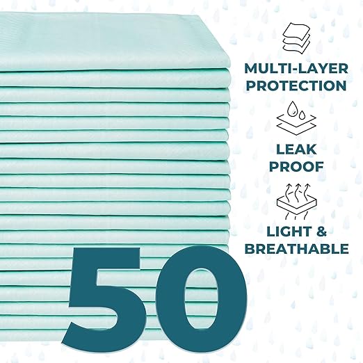 GREEN LIFESTYLE Underpads - Chucks Pads Disposable Adults, for use as Incontinence Bed Pads, Pet Pads, Pee Pads for Dogs, Cats, Bunny, Seniors Bed Pad (Pack of 50 - 30x36)