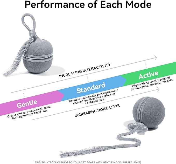 Cheerble 2 in 1 Interactive Cat Toys for Indoor Cats - Wicked Ball Duo2 Automatic Cat Toy, Dual Interchangeable Shells, Electric Cat Toy Ball with Chirping Sounds,Rechargeable Moving Kitten Toys, Blue