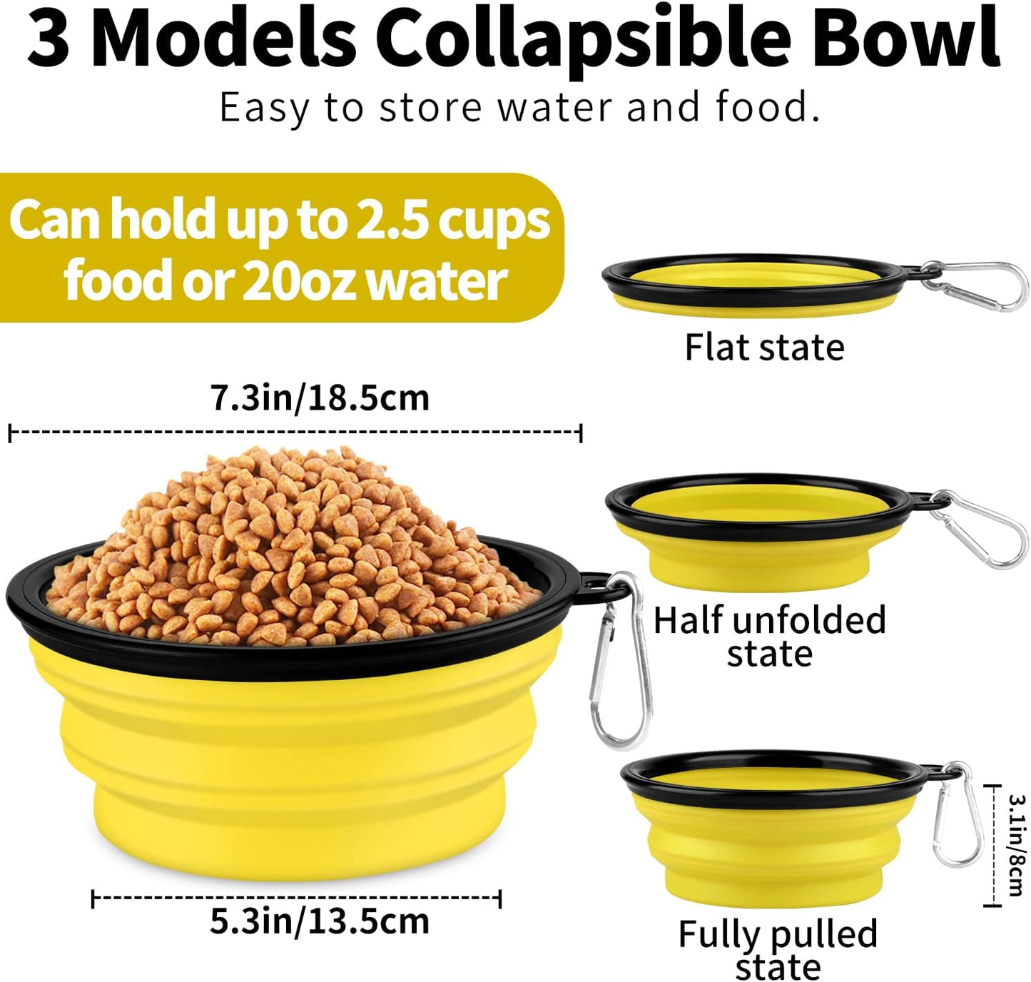 Collapsible Dog Bowl, Lightweight and Portable, Ideal for Outdoor, Hiking, Camping, and Walking Your Dog