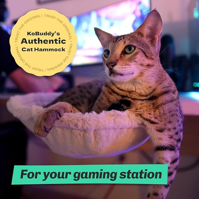 | Blue Replacement Fabric for Cat Desk Bed - Soft Faux Fur Fabric, Steel Frame | Cat perch for indoor cats | Perfect Hammock for your desk | Supports up to 50lbs | Pet couch | Elevated pet bed