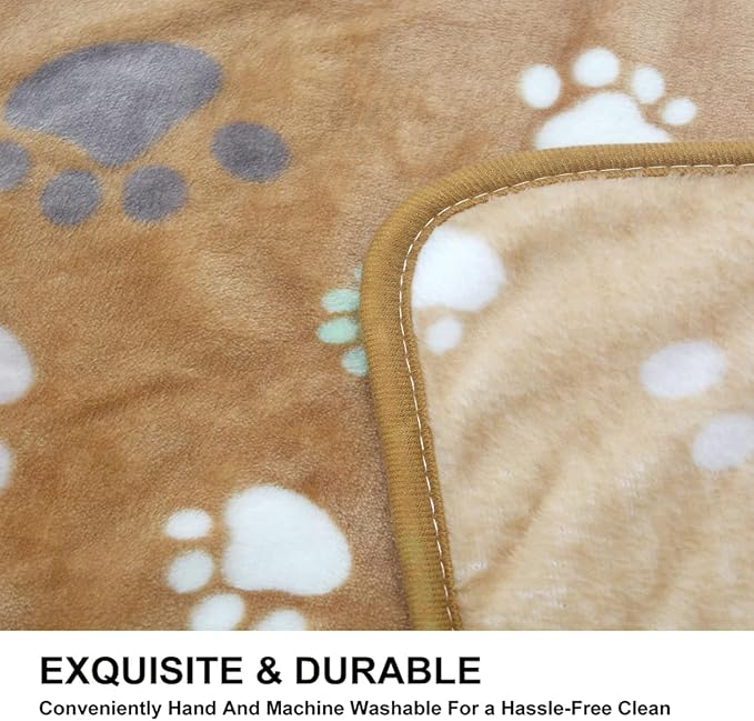 SORKUT 1 Pack 6 Dog Blankets Cat Soft Fluffy Fleece Pet Blanket Puppy Blanket Warm Paw Print Design Puppy Kitten Doggy Small(23"x15")