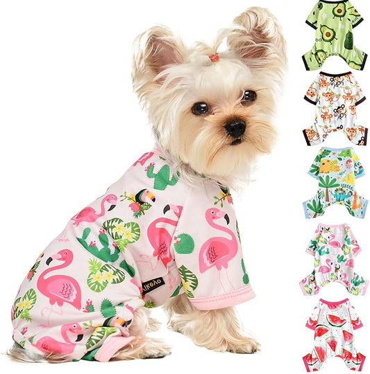 Dog Clothes for Small Dogs Boy Girl, Dog Pajamas Tiny Chihuahua Yorkie Spring Summer Shirt, Cute Puppy Outfit Pjs Jumpsuit Cat Onesie Apparel Pet Clothes