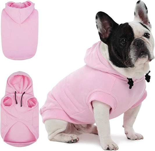 IECOii Dog Hoodie for Small Dogs,Thin Dog Sweatshirt with Hood Suit for Spring Fall Early Winter,Breathable & Lightweight Pet Sweater for Schnauzer, Pug,French Bulldog,Pink, M (No Fleece Lined)