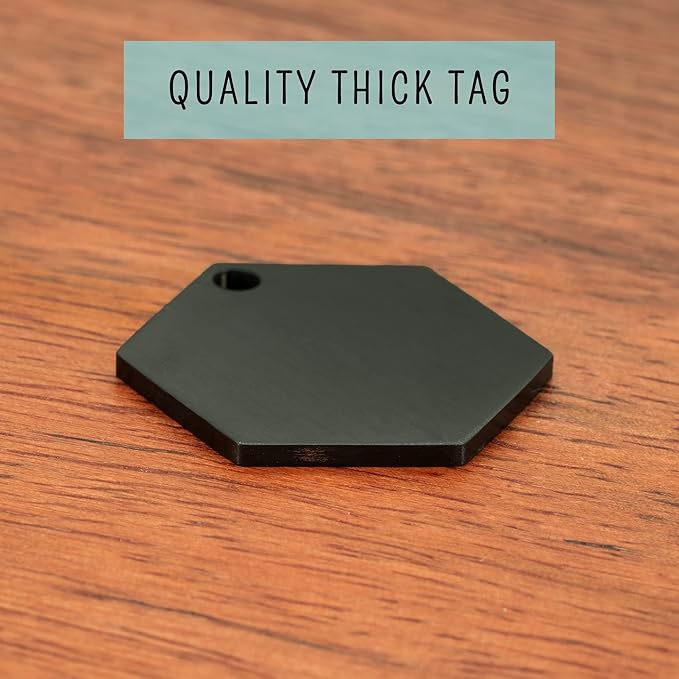 Ultra Joys Stainless Steel Pet ID Tag Dog Name Tags Personalized Front and Back Engraving, Customized Dog Tags and Cat Tag, Optional Engraved on Both Sides, Hexagon Tag with Vine Design, Large