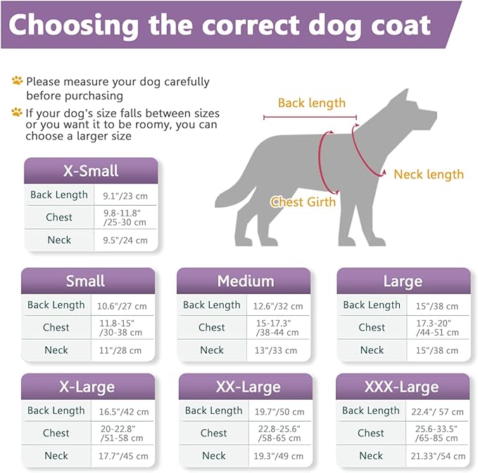 Windproof Waterproof Dog Coat Fleece & Cotton Lined Warm Jacket, Cold Weather Pet Apparel Clothes Vest for Small to Large Dogs (L, Purple)