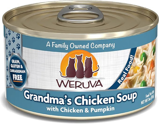 Weruva Classic Cat Food, Grandma’s Chicken Soup with Chicken Breast & Pumpkin in Gravy, 3oz Can (Pack of 24)