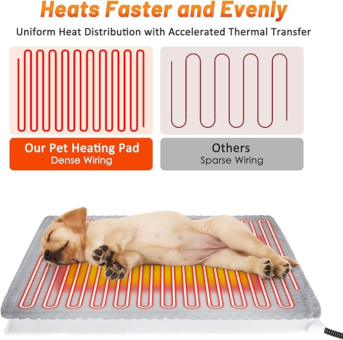 Cat Heating Pad, Waterproof Heated Cat Dog Bed with Adjustable Temperature & Timer, Electric Pet Mat for Indoor Cats Dogs, Chew Resistant Steel Cord（Extra Large : 47"x28" Gray）