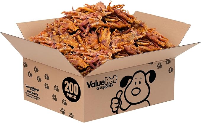 ValueBull Chicken Feet for Dogs, 200 Count Bulk Pack - All Natural Dog Chew, Hip and Joint Chew, Single Ingredient Dog Treat